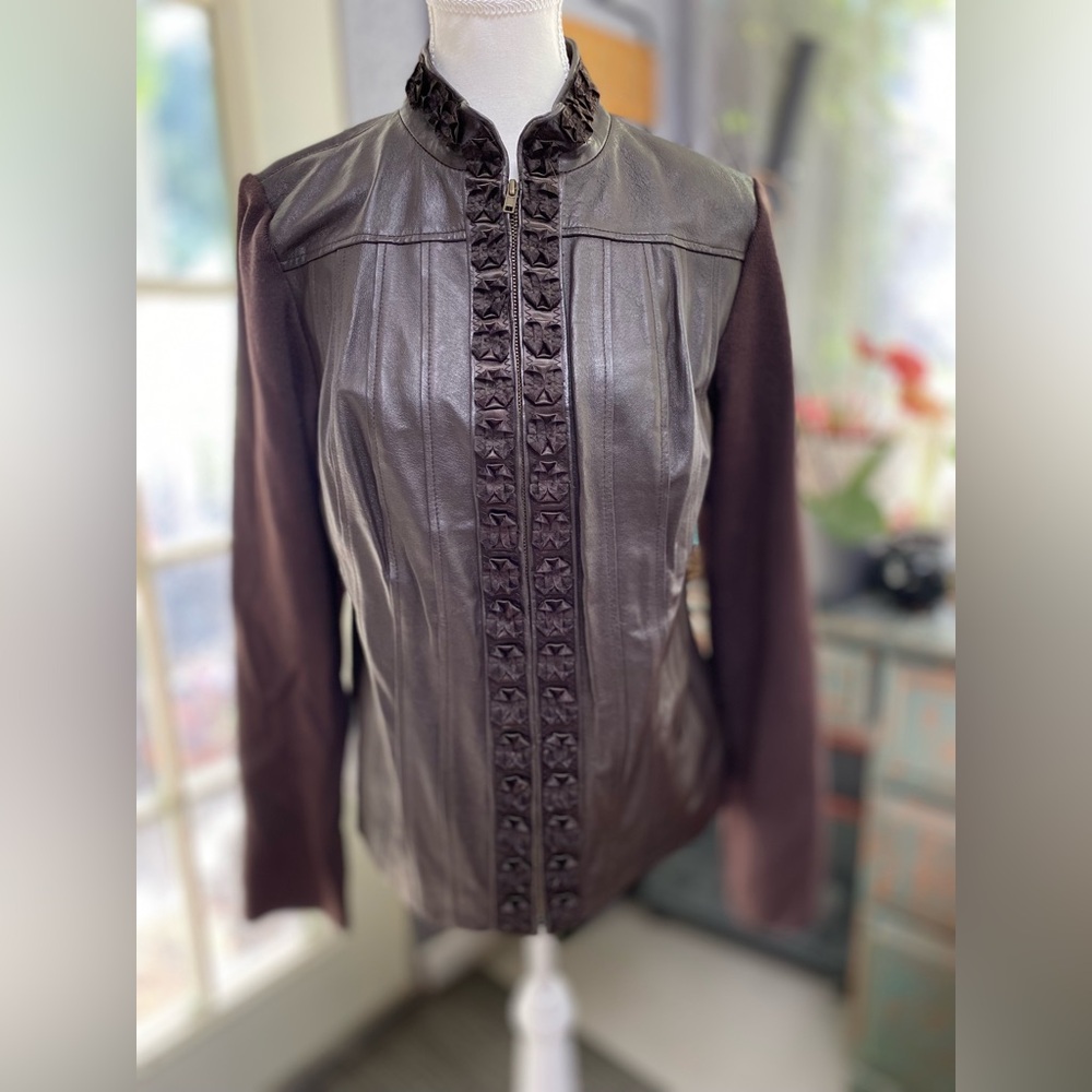 Nygård Collection Brown Leather Jacket women’s medium
